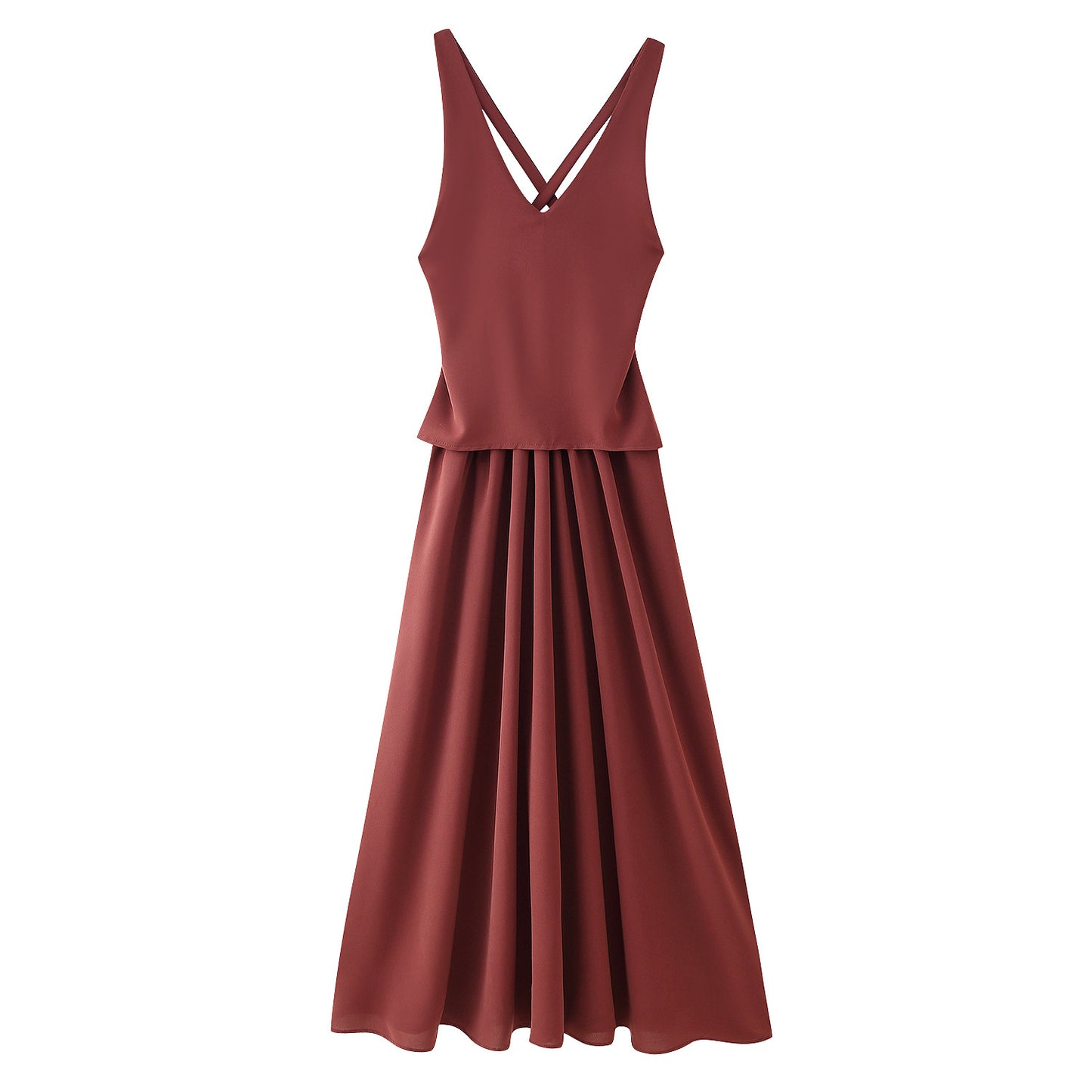 Robe maxi femme avec élégant décolleté en V et jupe plissée Chic und Stil