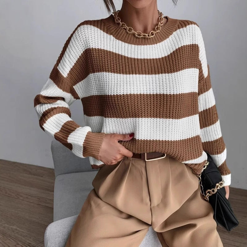 Pull en tricot décontracté pour dames avec un motif de gaufre moderne Chic und Stil