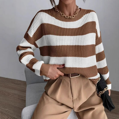 Pull en tricot décontracté pour dames avec un motif de gaufre moderne Chic und Stil