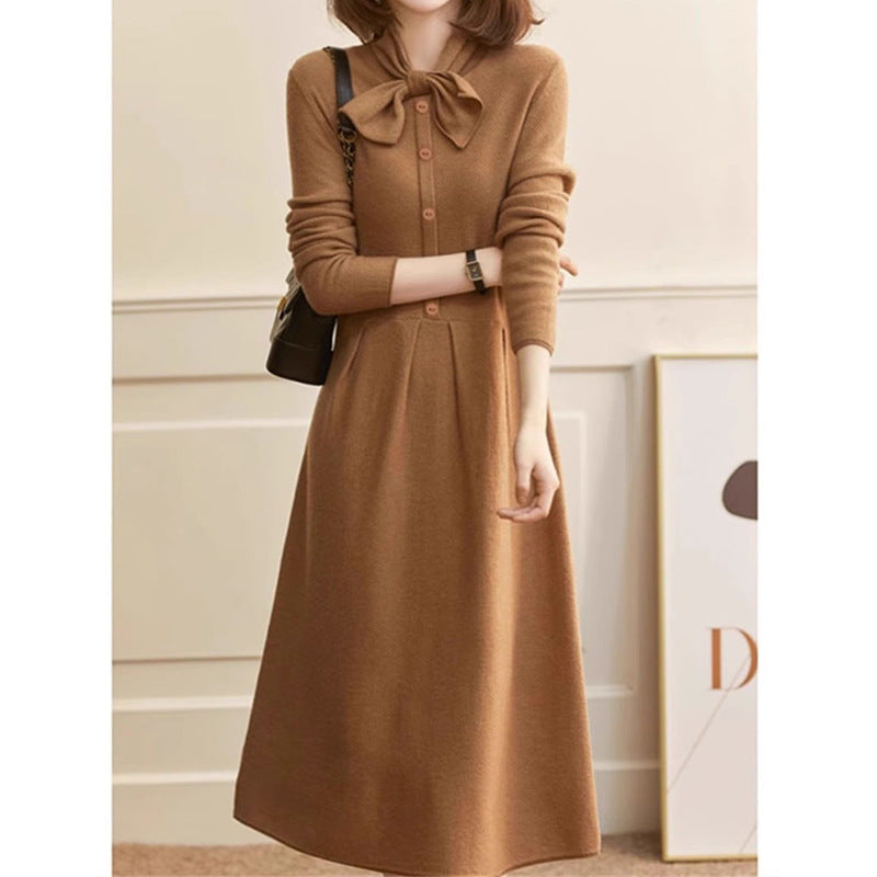 Robe midi à manches longues avec nœud pour femmes Chic und Stil