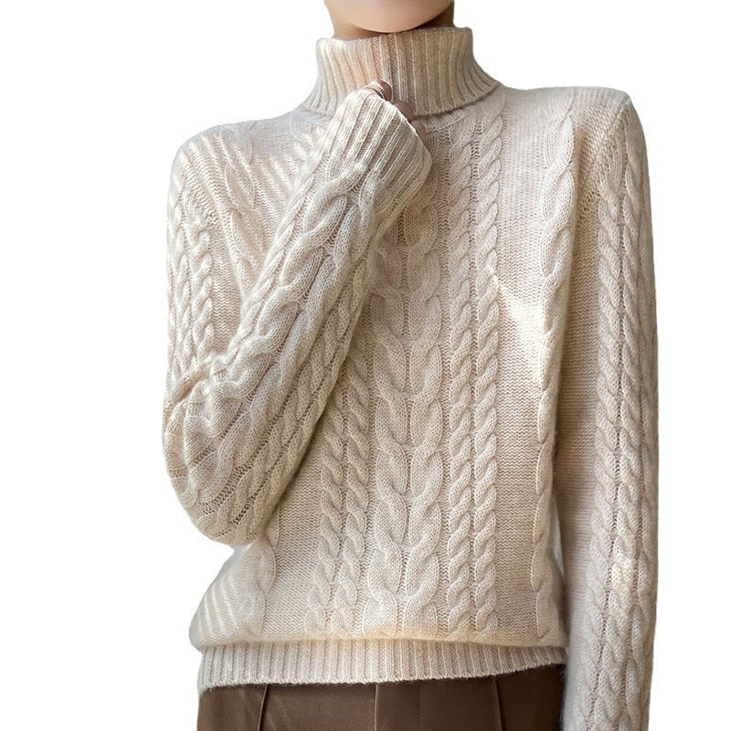 Pull en tricot haut à col montant pour femmes avec motif en relief et matériau doux Chic und Stil