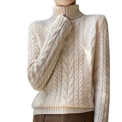 Pull en tricot haut à col montant pour femmes avec motif en relief et matériau doux Chic und Stil