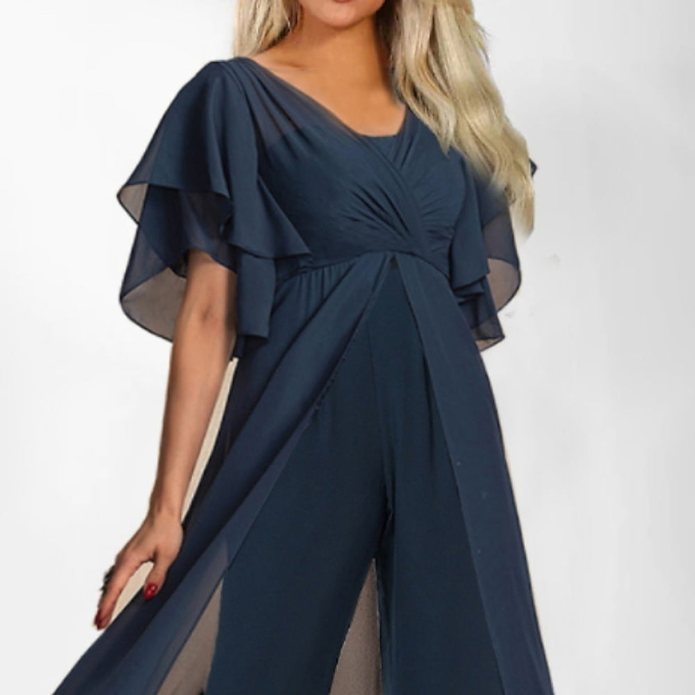 Dames Jumpsuit Élégant en Chiffon Overlay Chic und Stil