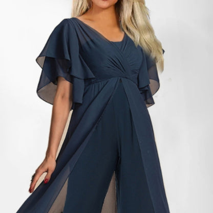 Dames Jumpsuit Élégant en Chiffon Overlay Chic und Stil