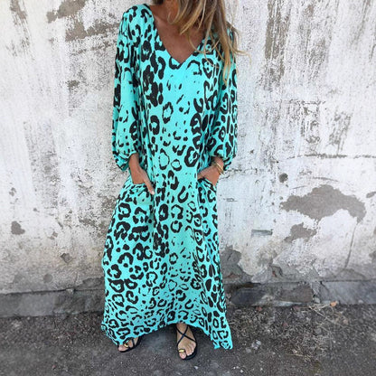 Robe maxi à décolleté en V pour femmes avec poches latérales et coupe décontractée Chic und Stil