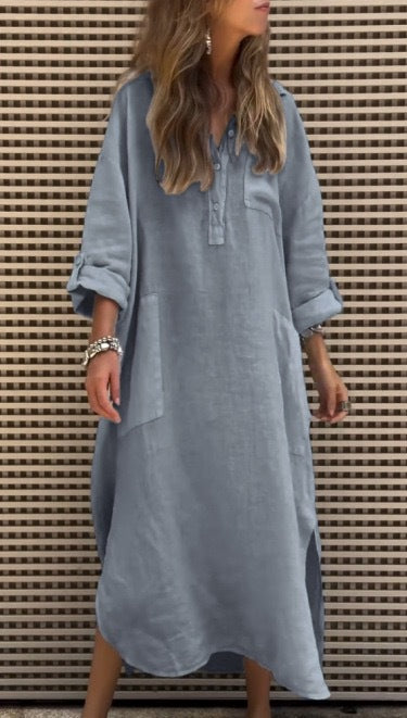 Robe chemise décontractée pour femmes avec fermeture à boutons et poches pratiques Chic und Stil