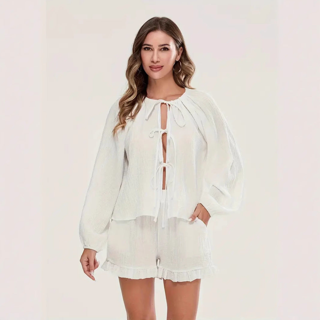 Ensemble décontracté femme en haut élastique et shorts Chic und Stil