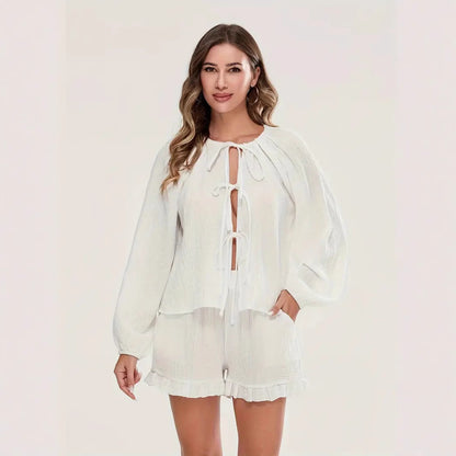 Ensemble décontracté femme en haut élastique et shorts Chic und Stil
