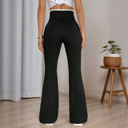 Pantalons de yoga évasés pour femmes avec taille haute et détails de surpiqûres stylés Chic & Stil