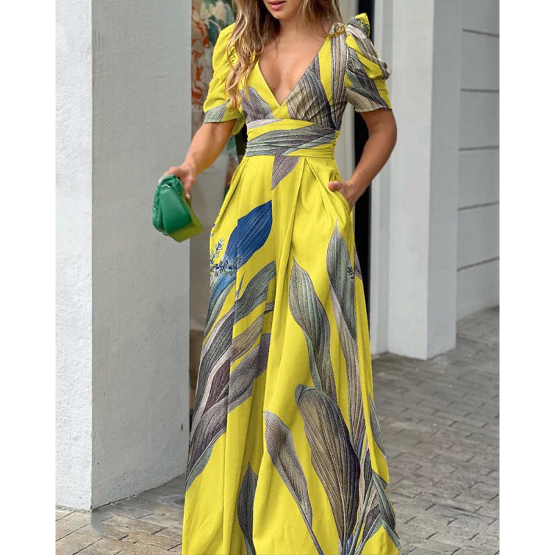 Robe Maxi Imprimée Florale Tropicale Femme Chic und Stil