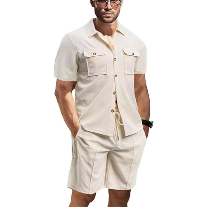 Chemise à manches courtes à la mode pour hommes avec shorts assortis Chic und Stil