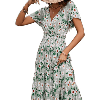 Robe maxi à volants pour femmes avec motif floral Chic und Stil