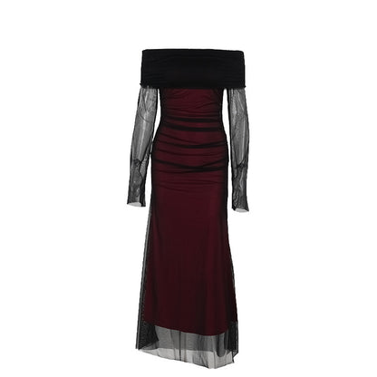 Robe maxi à volants dénudé des épaules Chic und Stil 1751521858