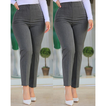 High-waisted slim pants for women with decorative stitching details Chic and Style