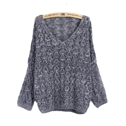 Pull en tricot décontracté pour femmes avec décolleté en V et structure en maille aérée Chic und Stil