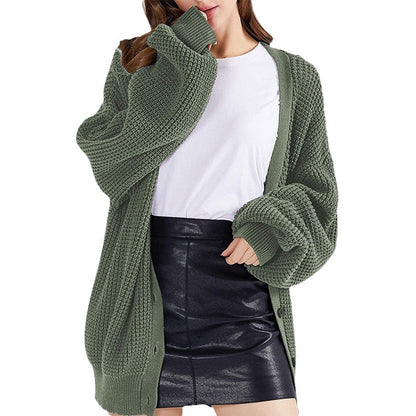 Dames gros tricot cardigan avec des manches tombantes Chic und Stil