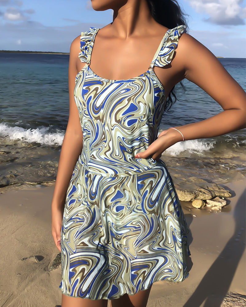Dames Chemisier à Volants Robe A-Ligne Chic und Stil