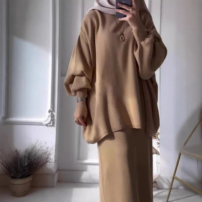 Dames ensemble de vêtements décontracté à deux pièces avec une coupe ample et des manches bouffantes élégantes Chic und Stil