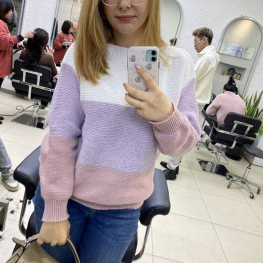 Dames Pull en tricot confortable avec design en bloc de couleurs Chic und Stil