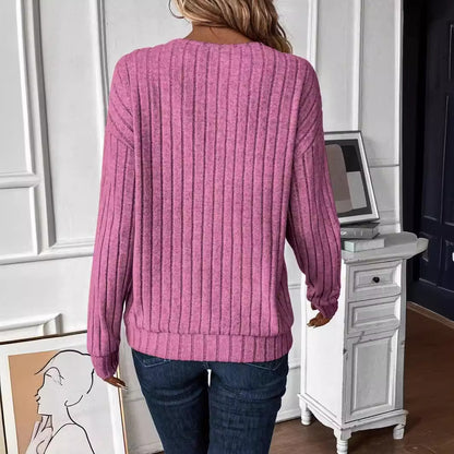 Pull femme à col V avec structure en rib Chic und Stil