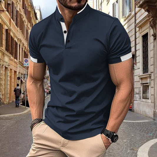 Men's performance polo with elegant Mandarin collar Chic and Style