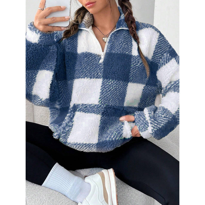 Femme pull en fleece douillet avec col haut Chic und Stil
