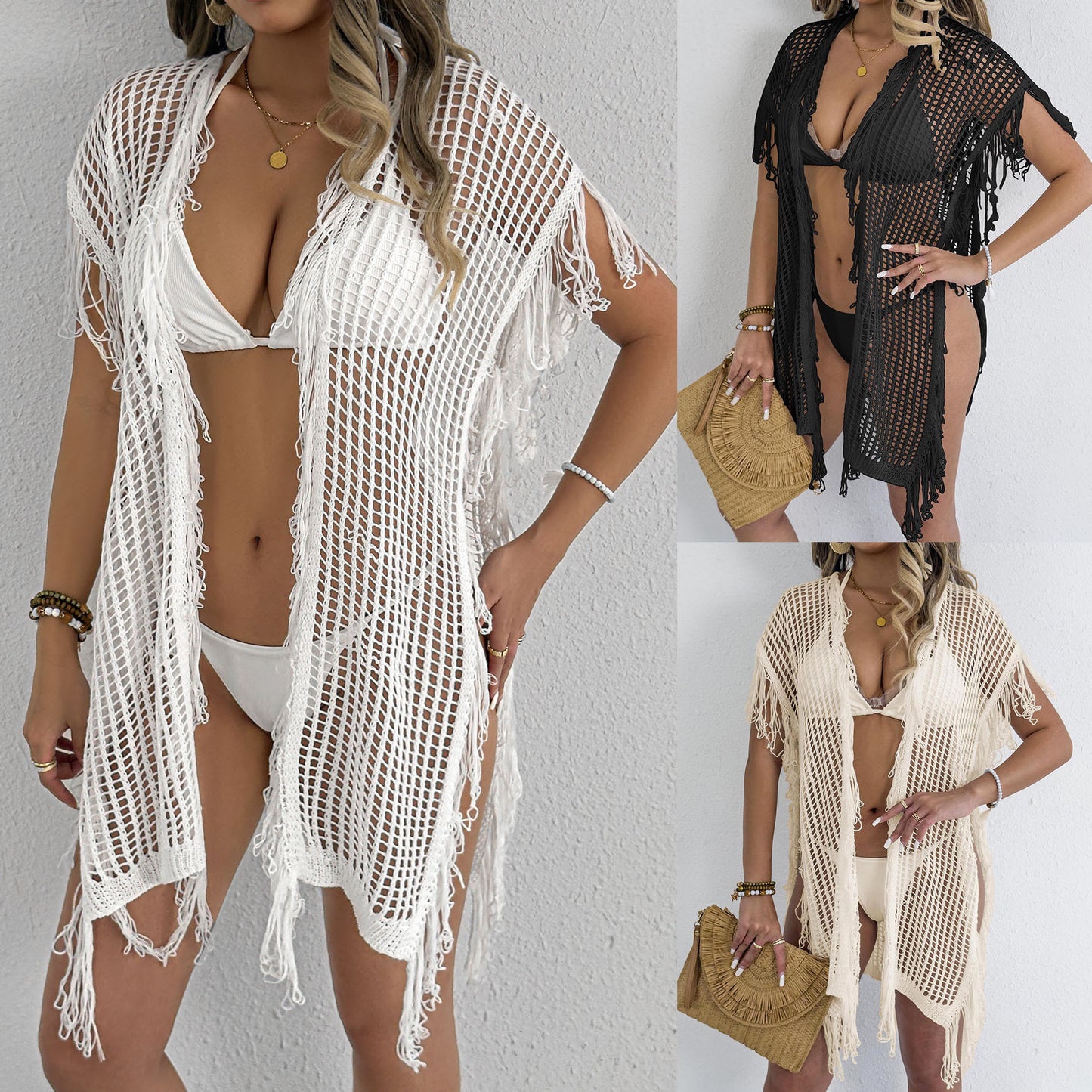Dames Franges Crochet Maillot de Bain Cover-Up Chic und Stil