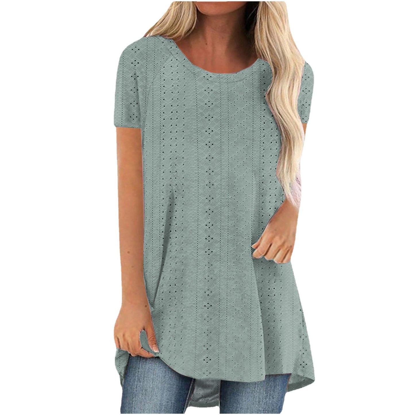 Dames Haut Tunique à motif perforé respirant Chic und Stil