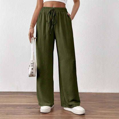 Wide Palazzo pants for women with elastic waistband and adjustable tie cord Chic and Style