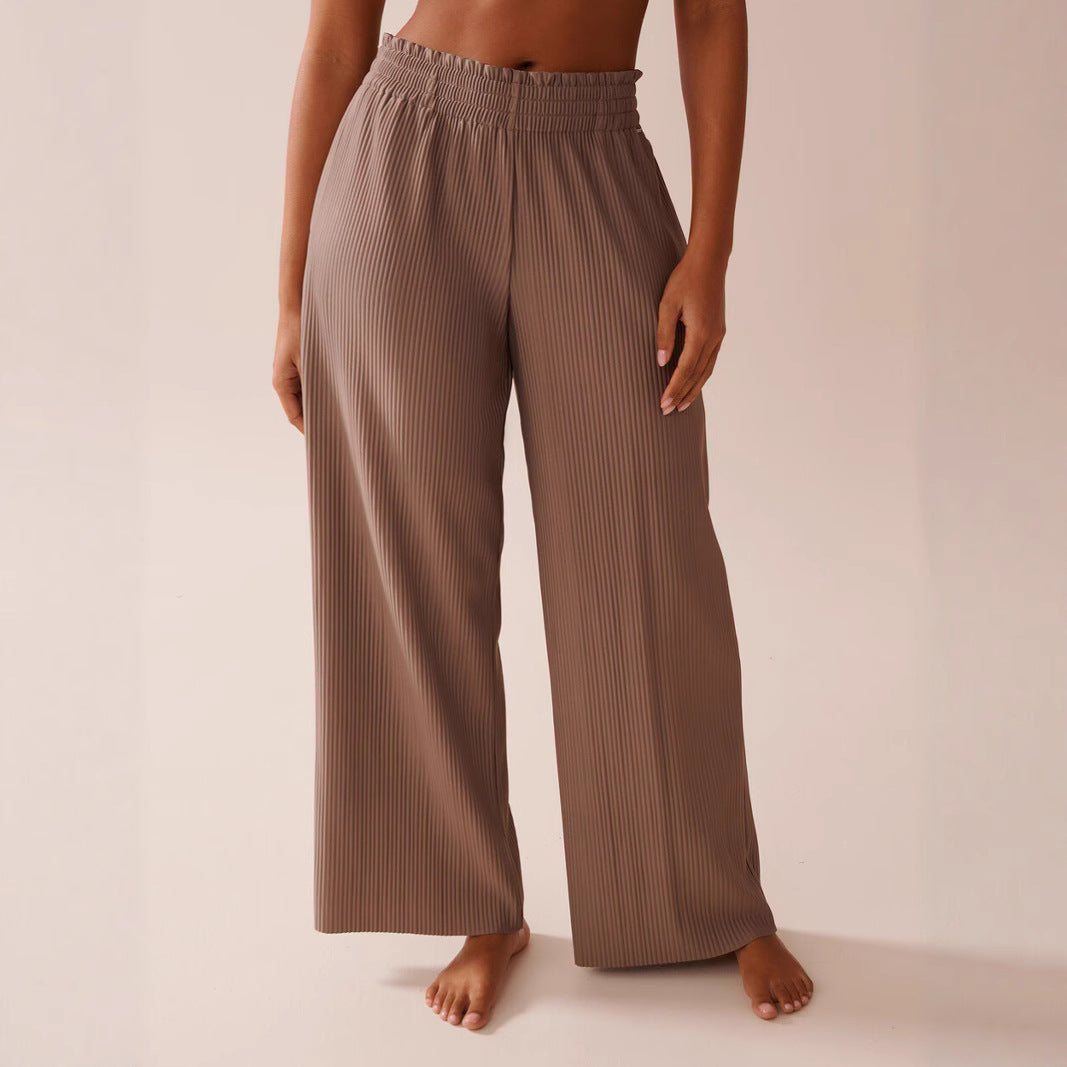 Casual pleated pants for women with elastic waistband and side pockets Chic and Style