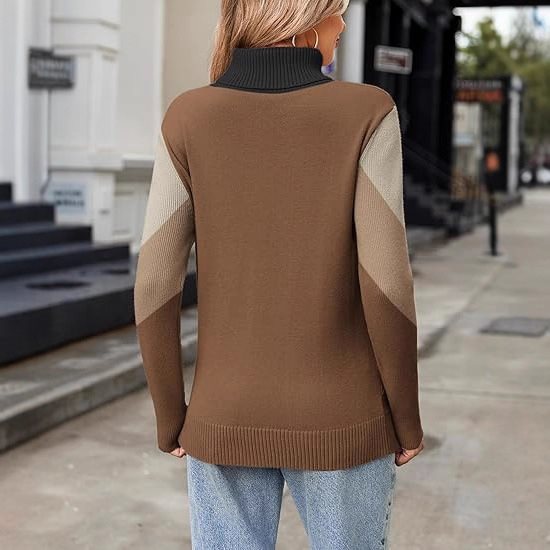Pull en maille tendance pour femmes avec col montant et design géométrique Chic und Stil