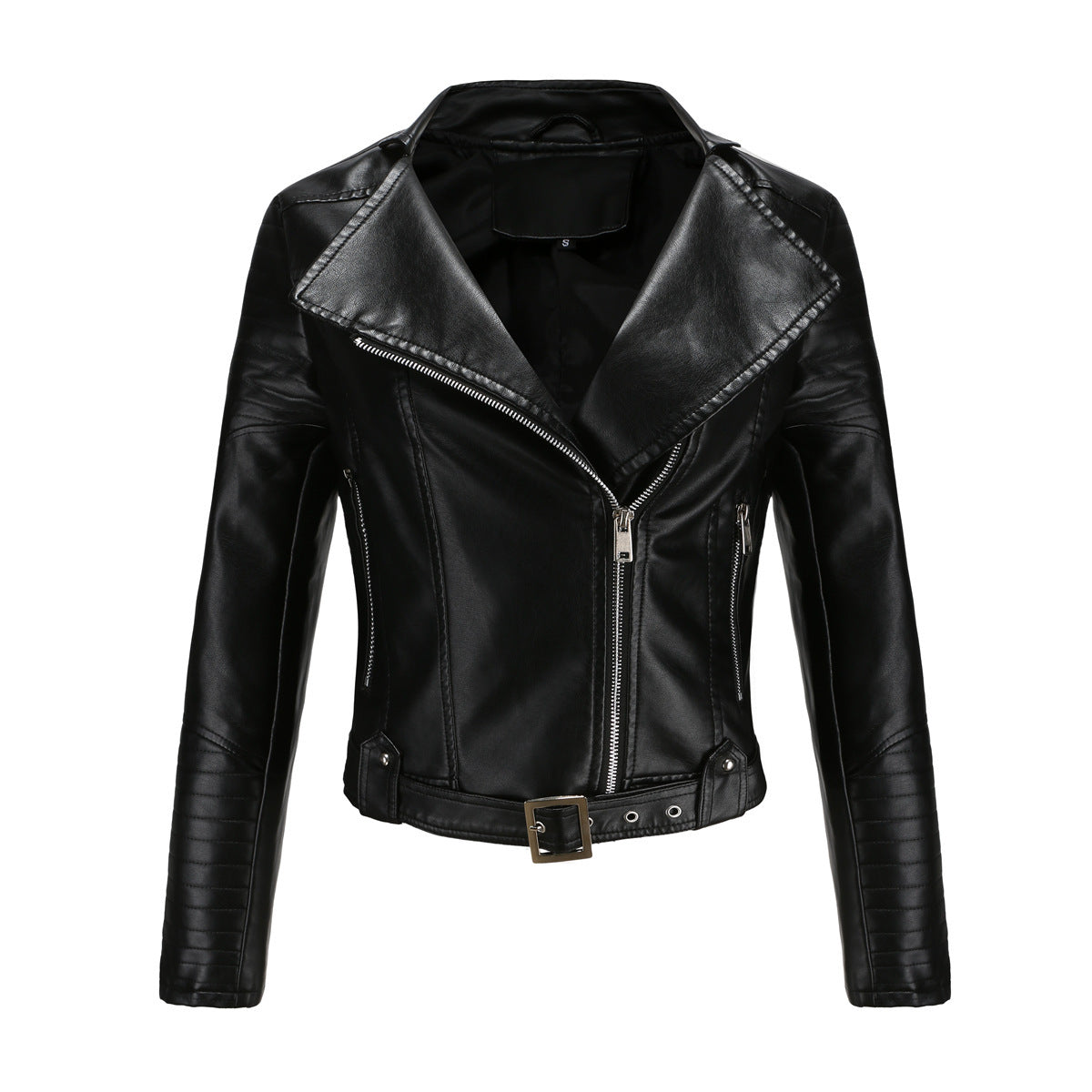 Biker jacket for women with stylish high collar and zippered pockets on the sides Chic und Stil