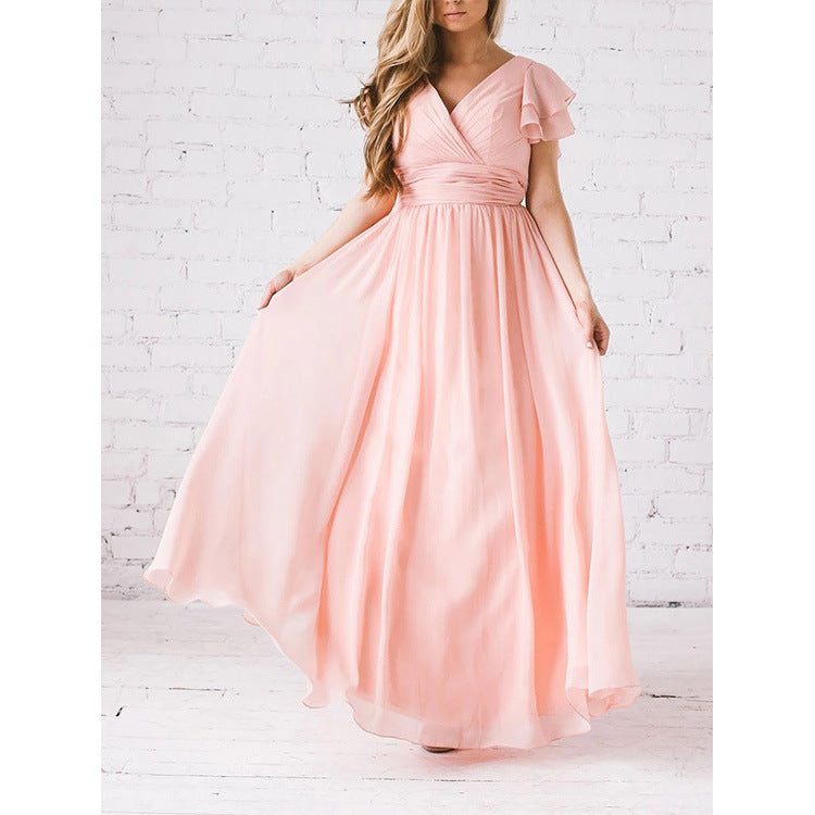 Dames Élégante Robe Maxi avec Manches Volantes Chic und Stil