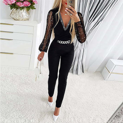 Salopette élégante pour femmes avec des manches transparentes Chic und Stil