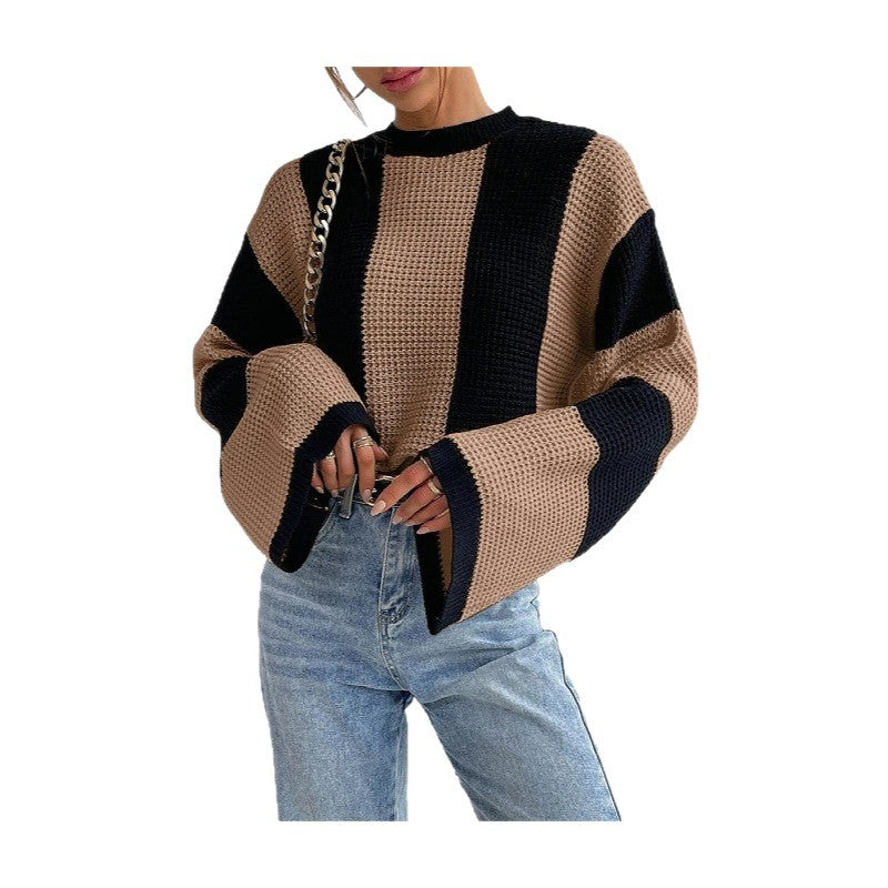 Pull en tricot pour femmes avec motif en nid d'abeille texturé et manches amples Chic und Stil