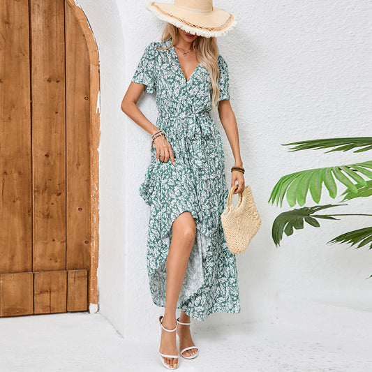 Robe portefeuille à fleurs haute pour femmes Chic und Stil