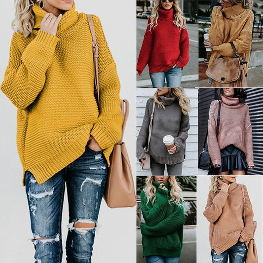 Pull en grosse maille pour femmes avec col montant et coupe décontractée Chic und Stil