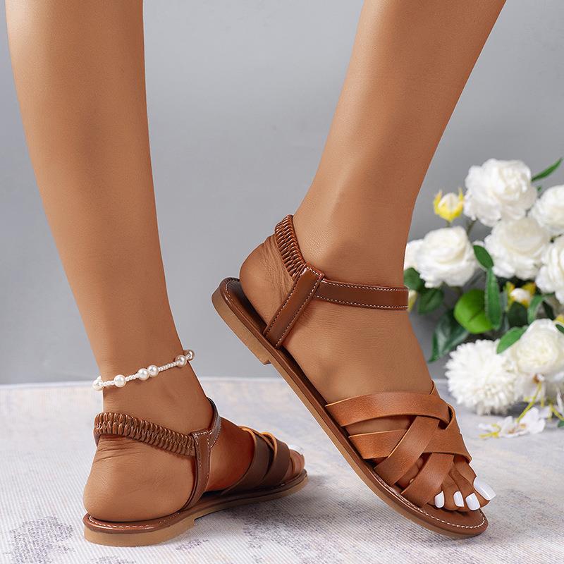 Sandales à brides pour femmes en cuir de haute qualité et avec une sangle élastique Chic und Stil