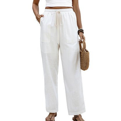 Airy linen pants for women with side pockets and elastic waistband Chic and Style