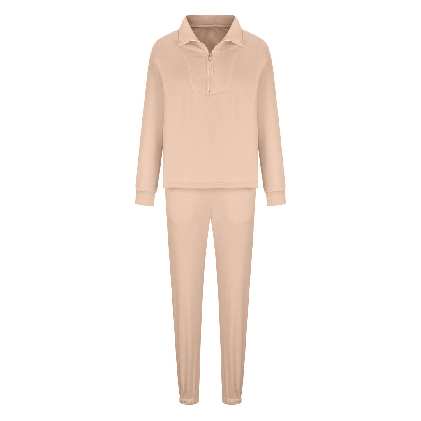 Chic und Stil women's sporty fleece sweatshirt set and high-neck jogging pants