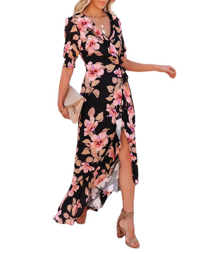 Robe maxi portefeuille florale dame Chic und Stil