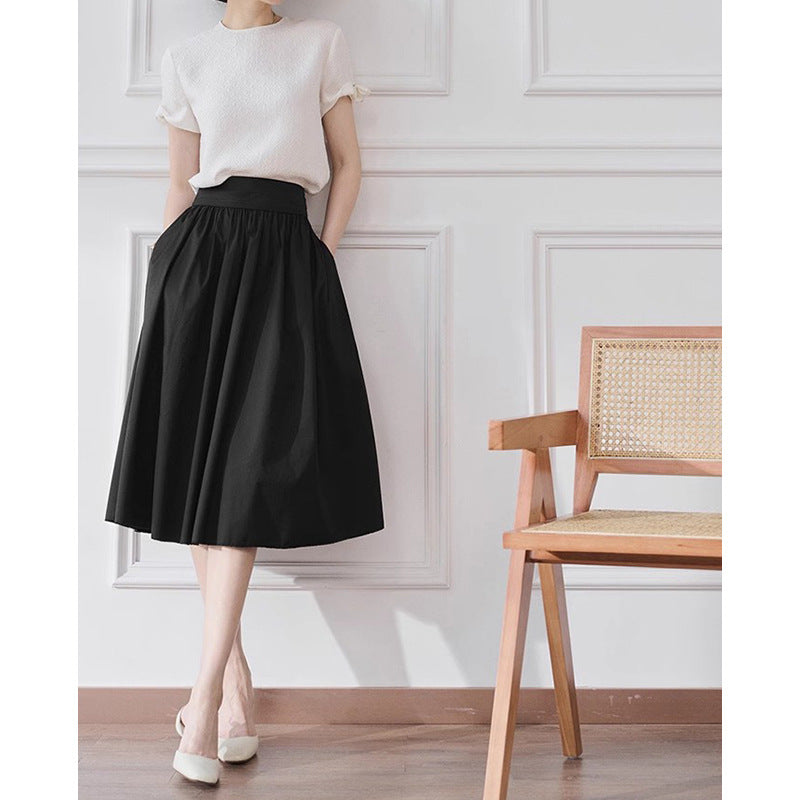 Fluid midi skirt for women with elastic waistband Chic und Stil