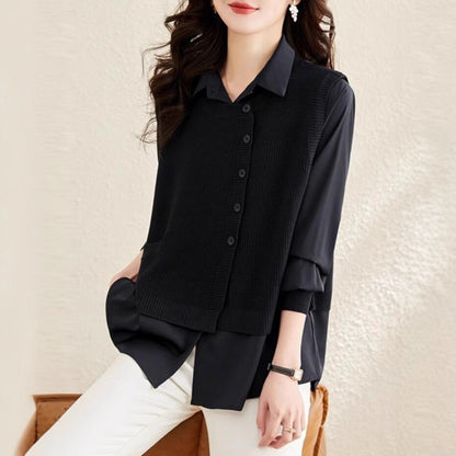Femme pull en tricot avec chemise intégrée Chic und Stil