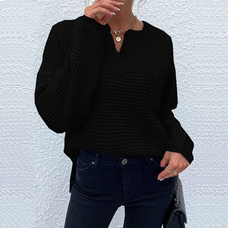 Pull en tricot décontracté pour femmes avec décolleté en V et surface texturée Chic und Stil