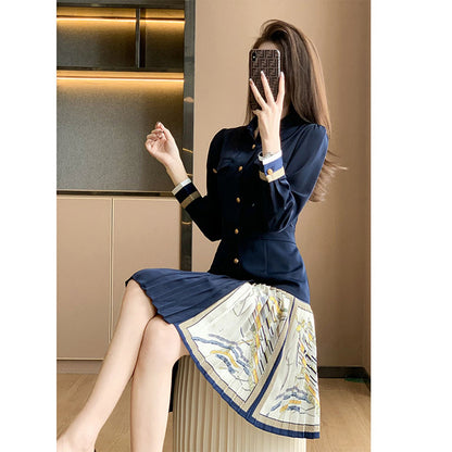 Robe A-Ligne Plissée Boutonnée pour Femme Chic und Stil