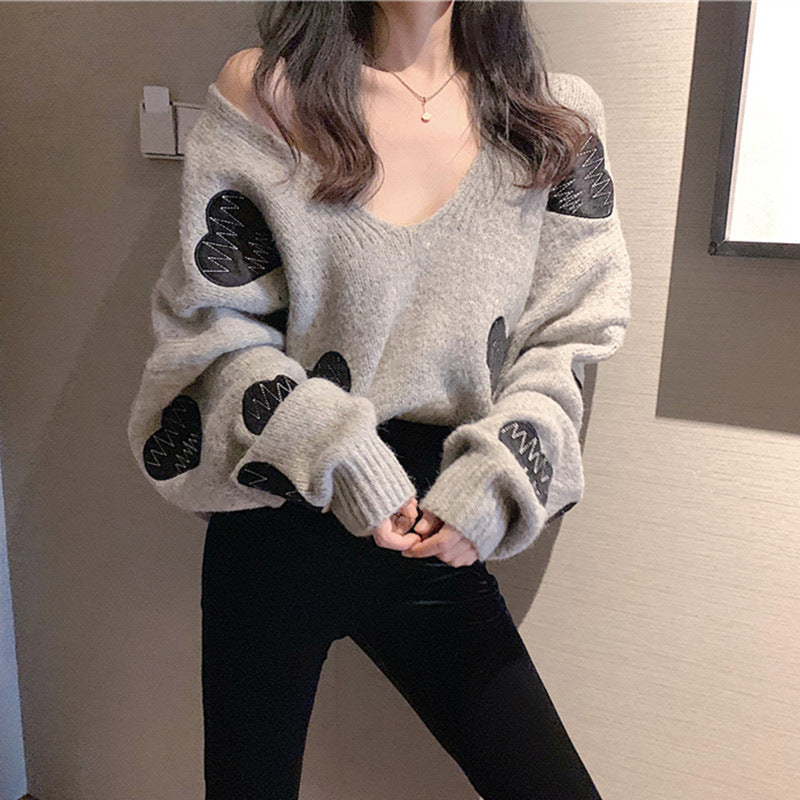 Pull femme en peluche avec motif en forme de cœur Chic und Stil
