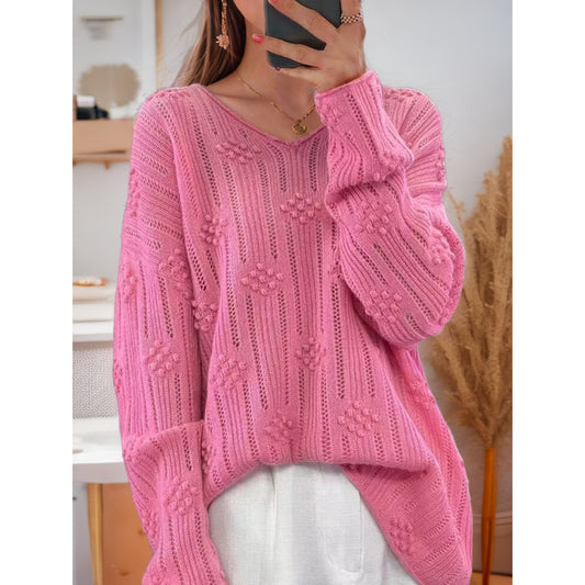 Pull en tricot pour femmes avec motif détaillé et décolleté en V Chic und Stil