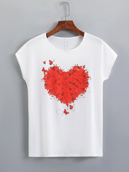 T-shirt pour femmes avec motif cœur floral Chic und Stil