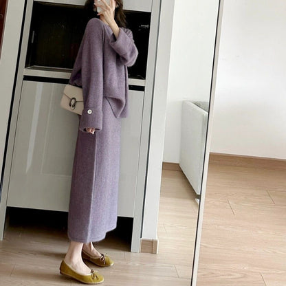 Ensemble tricot confortable pour femmes avec pull et maxi-jupe Chic und Stil