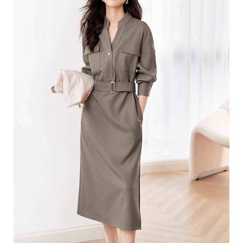 Robe chemise élégante ceinturée pour femmes Chic und Stil